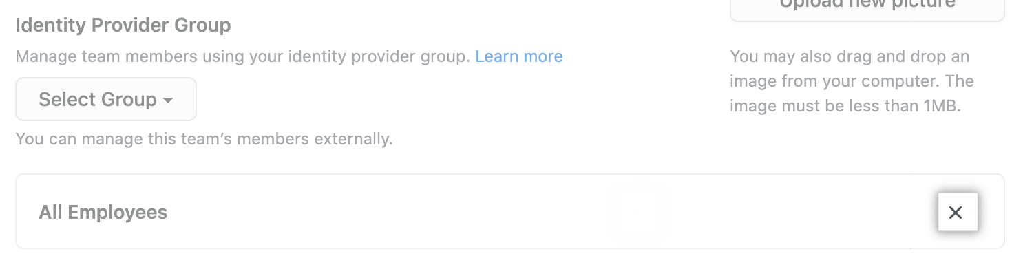 Desmarque um grupo IdP conectado da equipe do GitHub.